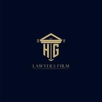 hg initiale monogramme cabinet d'avocats logo avec pilier conception vecteur