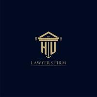 hein initiale monogramme cabinet d'avocats logo avec pilier conception vecteur