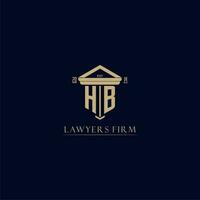 hb initiale monogramme cabinet d'avocats logo avec pilier conception vecteur