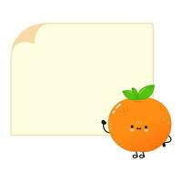 mandarine fruit affiche personnage. vecteur main tiré dessin animé kawaii personnage illustration. isolé blanc Contexte. mandarin affiche