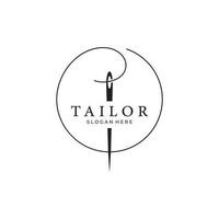 tailleur logo modèle conception avec aiguille et fil concept.logo pour tailleur, vêtements, boutique. vecteur