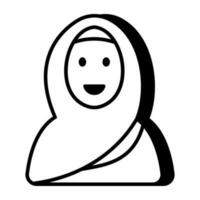 icône de conception modifiable de fille hijab vecteur