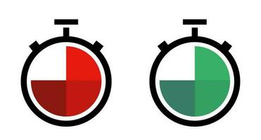 rouge et vert minuteur icône ensemble. alertes et des mesures. vecteurs. vecteur