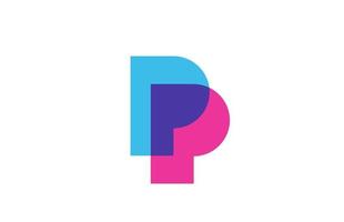icône du logo de la lettre p intersectée pour l'entreprise. conception de l'alphabet bleu et rose pour les entreprises et les entreprises vecteur
