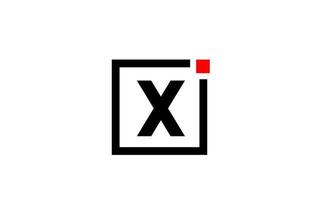 x icône du logo lettre alphabet en noir et blanc. conception d'entreprise et d'entreprise avec un point carré et rouge. modèle d'identité d'entreprise créative vecteur
