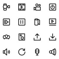 pack de médias et équipement ligne Icônes vecteur