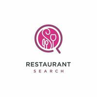 restaurant logo, là sont éléments de cuillère, fourchette, couteau et du vin isolé chercher logo vecteur