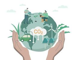 développement durable CO2 concepts et faible réduire co2, en utilisant nettoyer énergie, durable environnement gestion. vecteur