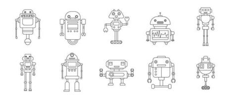 robot contour illustration vecteur ensemble