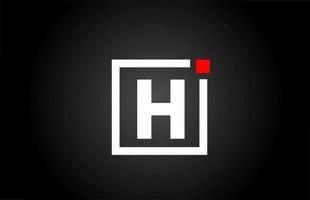 icône du logo lettre alphabet h en couleur noir et blanc. conception d'entreprise et d'entreprise avec un point carré et rouge. modèle d'identité d'entreprise créative vecteur