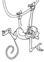 dessin animé marrant singe. vecteur illustration de content singe chimpanzé grandes lignes pour coloration pages livre