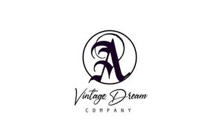 un logo d'icône de lettre de l'alphabet. concept de design vintage pour entreprise et entreprise. identité d'entreprise en noir et blanc avec un style rétro vecteur