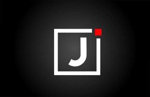 icône du logo lettre alphabet j en couleur noir et blanc. conception d'entreprise et d'entreprise avec un point carré et rouge. modèle d'identité d'entreprise créative vecteur