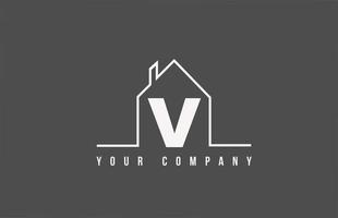 v alphabet lettre icône logo d'une maison. conception de maison immobilière pour l'identité d'entreprise et d'entreprise avec ligne vecteur