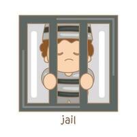 alphabet j pour prison vocabulaire école leçon étudiant dessin animé illustration vecteur clipart