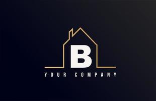 b maison alphabet lettre icône création de logo. maison immobilier pour entreprise et identité d'entreprise avec contour de ligne d'une maison vecteur
