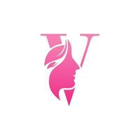 modèles de conception de logo beauté visage v initial vecteur