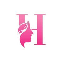 modèles de conception de logo beauté visage initial h vecteur