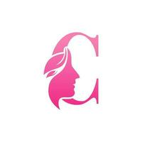 modèles de conception de logo beauté visage initial c vecteur