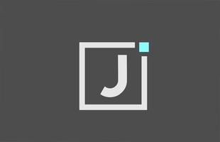 logo d'icône de lettre alphabet j gris. design carré pour l'identité de l'entreprise et de l'entreprise avec point bleu vecteur