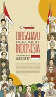 selamat hari kemerdekaan Indonésie. Traduction content indonésien indépendance journée illustration social médias Publier vecteur