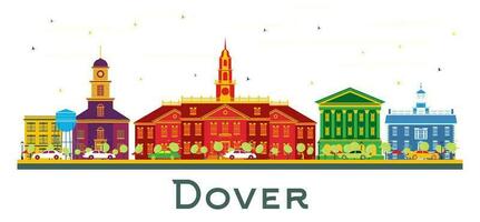 Douvres Delaware ville horizon avec Couleur bâtiments et bleu ciel. vecteur