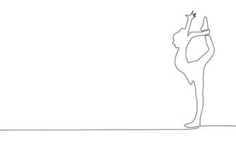 silhouette de Jeune fille gymnaste. concept de sport bannière. un ligne continu minimalisme vecteur illustraiton. ligne art, contour.