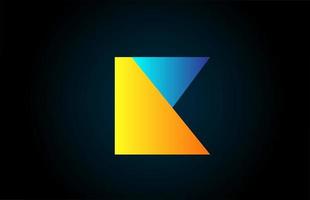 bleu jaune k alphabet lettre icône logo pour entreprise et entreprise. dégradé géométrique simple pour la conception d'entreprise vecteur