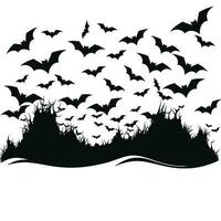 chauves-souris dans vol une troupeau de chauves-souris planant par le nuit ciel, halloween jour, chauve souris silhouette vecteur