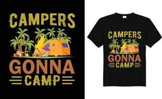 camping, voyage, randonnée t chemise et agresser conception vecteur illustration