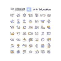 modifiable multicolore 49 gros Icônes ensemble représentant artificiel intelligence dans éducation, contour vecteur. vecteur