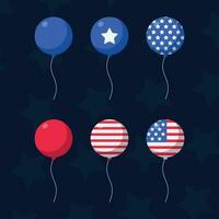 divers couleurs de américain indépendance journée des ballons vecteur
