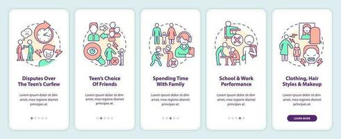 parent adolescent conflit zones l'intégration mobile app filtrer. famille procédure pas à pas 5 pas modifiable graphique instructions avec linéaire concepts. interface utilisateur, ux, gui modèle vecteur