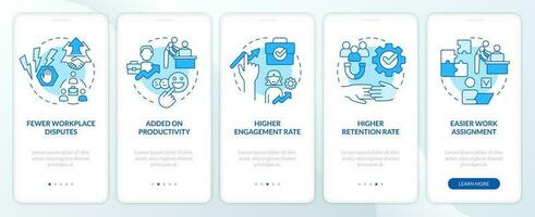 ouvrier employeur rapports avantages bleu l'intégration mobile app filtrer. procédure pas à pas 5 pas modifiable graphique instructions avec linéaire concepts. interface utilisateur, ux, gui modèle vecteur