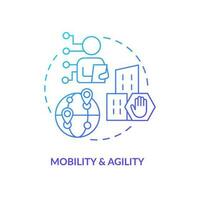 mobilité et agilité dans affaires bleu pente concept icône. iot les technologies avantages. numérisation abstrait idée mince ligne illustration. isolé contour dessin vecteur
