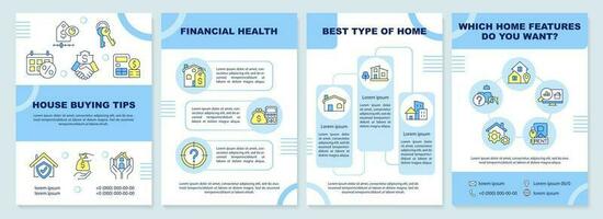 maison achat conseils bleu brochure modèle. réel biens courtier. brochure conception avec linéaire Icônes. modifiable 4 vecteur mises en page pour présentation, annuel rapports