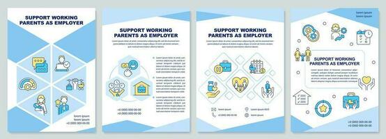 employeur soutien travail Parents bleu brochure modèle. brochure conception avec linéaire Icônes. modifiable 4 vecteur mises en page pour présentation, annuel rapports