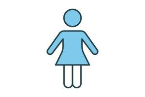 femme icône. icône en relation à signe toilettes, pansement chambre, salle de bains. plat ligne icône style conception. Facile vecteur conception modifiable