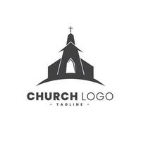 église logo bâtiment Christian traverser noir blanc Couleur vecteur illustration