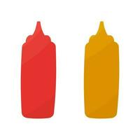 ketchup moutarde sauce assaisonnement savoureux élément icône vecteur
