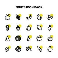 des fruits épais contour icône pack vecteur