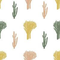 cactus et succulent boho sans couture modèle. les plantes silhouettes dans Naturel couleurs vecteur