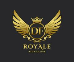 d'or lettre df modèle logo luxe or lettre avec couronne. monogramme alphabet . magnifique Royal initiales lettre. vecteur