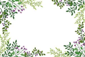 mignonne main tiré Cadre avec floral éléments, herbes, feuilles, fleurs, brindilles. vecteur illustration pour mariage conception, logo et salutation carte.