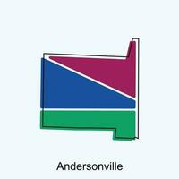 Facile carte de Andersonville, coloré moderne géométrique avec contour illustration conception modèle, adapté pour votre conception vecteur