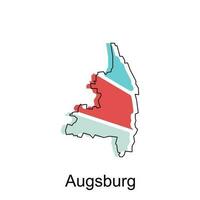 carte de Augsbourg vecteur conception modèle, nationale les frontières et important villes illustration