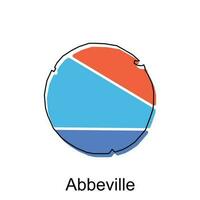 Facile carte de Abbeville, coloré moderne géométrique avec contour illustration conception modèle, adapté pour votre conception vecteur