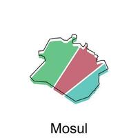 Mossoul ville de Irak carte vecteur illustration conception modèle sur blanc Contexte