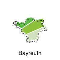 bayreuth carte, coloré contour Régions de le allemand pays. vecteur illustration modèle conception