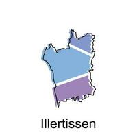 carte de illertissen moderne contour, carte de allemand pays coloré vecteur conception modèle